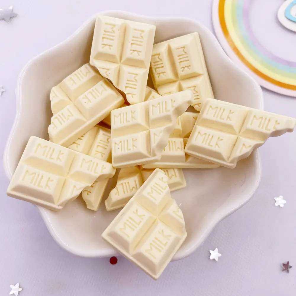 10PCS Resin Kawaii Simulation Milk Chocolate Flatback Cabochon Candy Figurine Home Decor DIY Scrapbook Craft Bow Accessories OM4